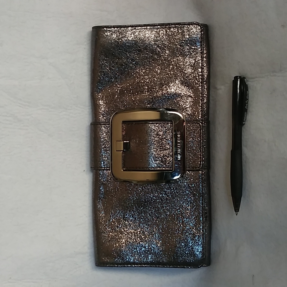 Michael by Michael Kors silver shiny leather clutch